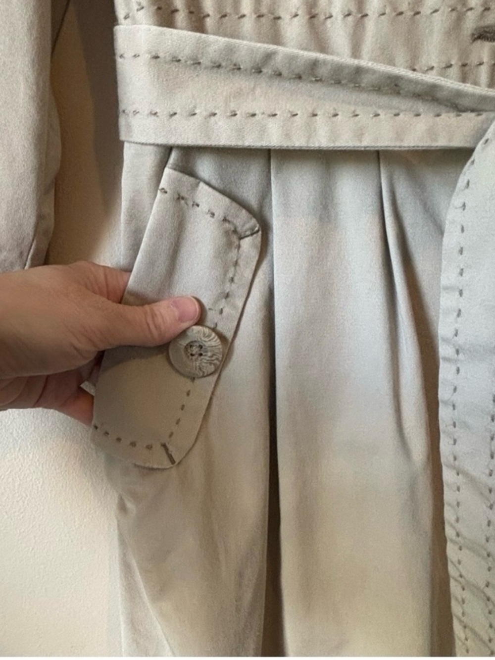 Talula Sz S Cotton Fall Decorative Khaki Trench Coat By Aritzia - Picture 5 of 13